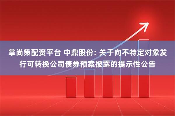 掌尚策配资平台 中鼎股份: 关于向不特定对象发行可转换公司债券预案披露的提示性公告