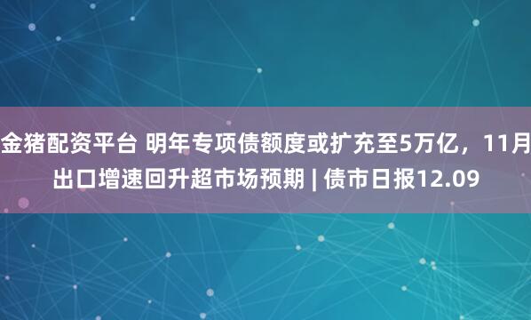 金猪配资平台 明年专项债额度或扩充至5万亿，11月出口增速回升超市场预期 | 债市日报12.09
